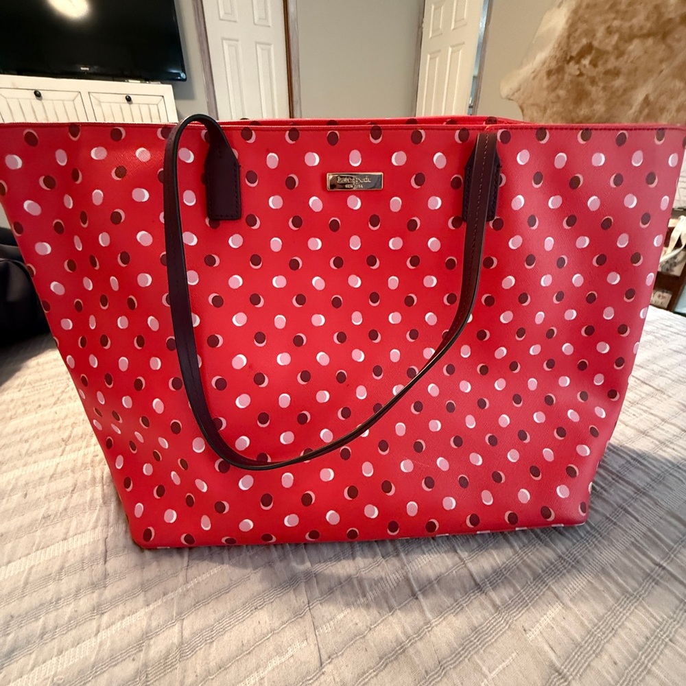 Kate Spade Red and White Polka Dot Tote